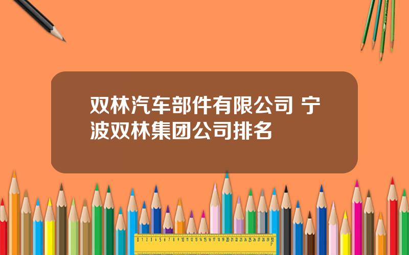 双林汽车部件有限公司 宁波双林集团公司排名